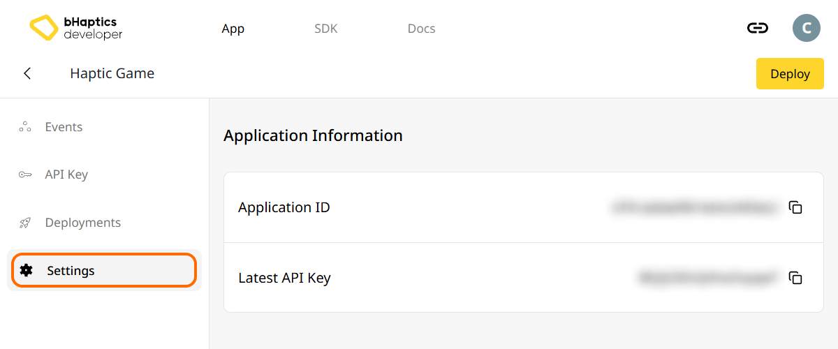 Check app ID, API key at the settings tab in Portal