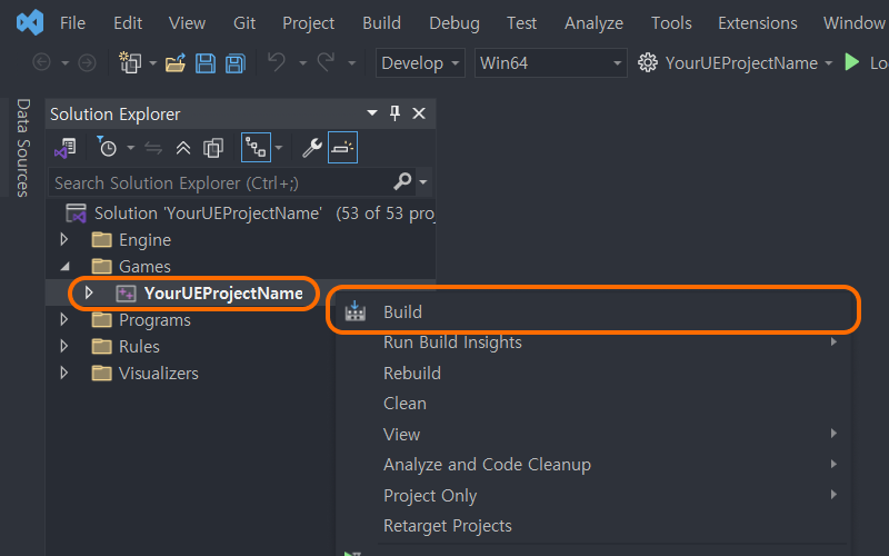 Build project from Visual Studio